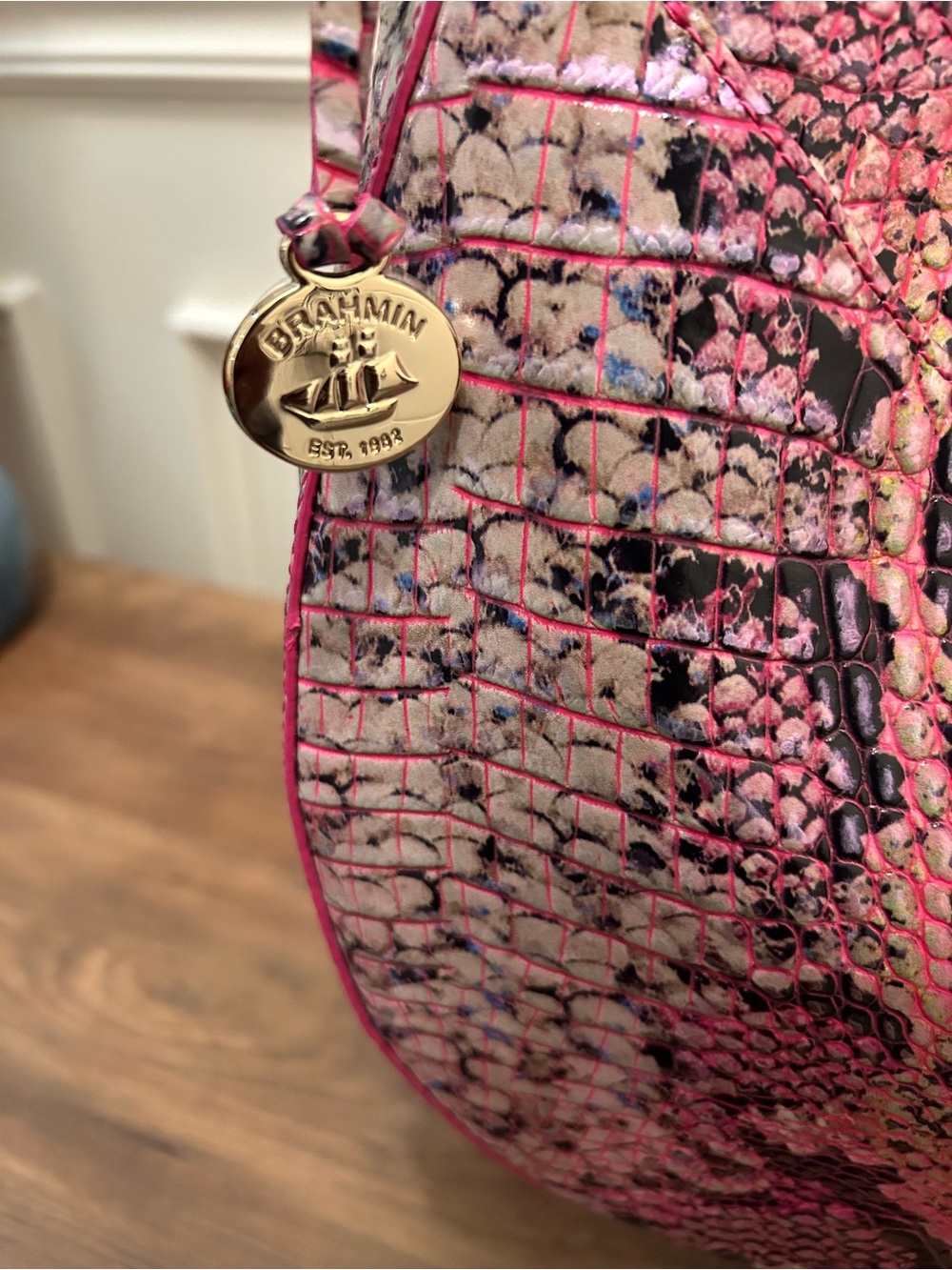 Brahmin Bekka Pink Cobra Shoulder Hobo Bag with Dust Bag - Picture 14 of 15